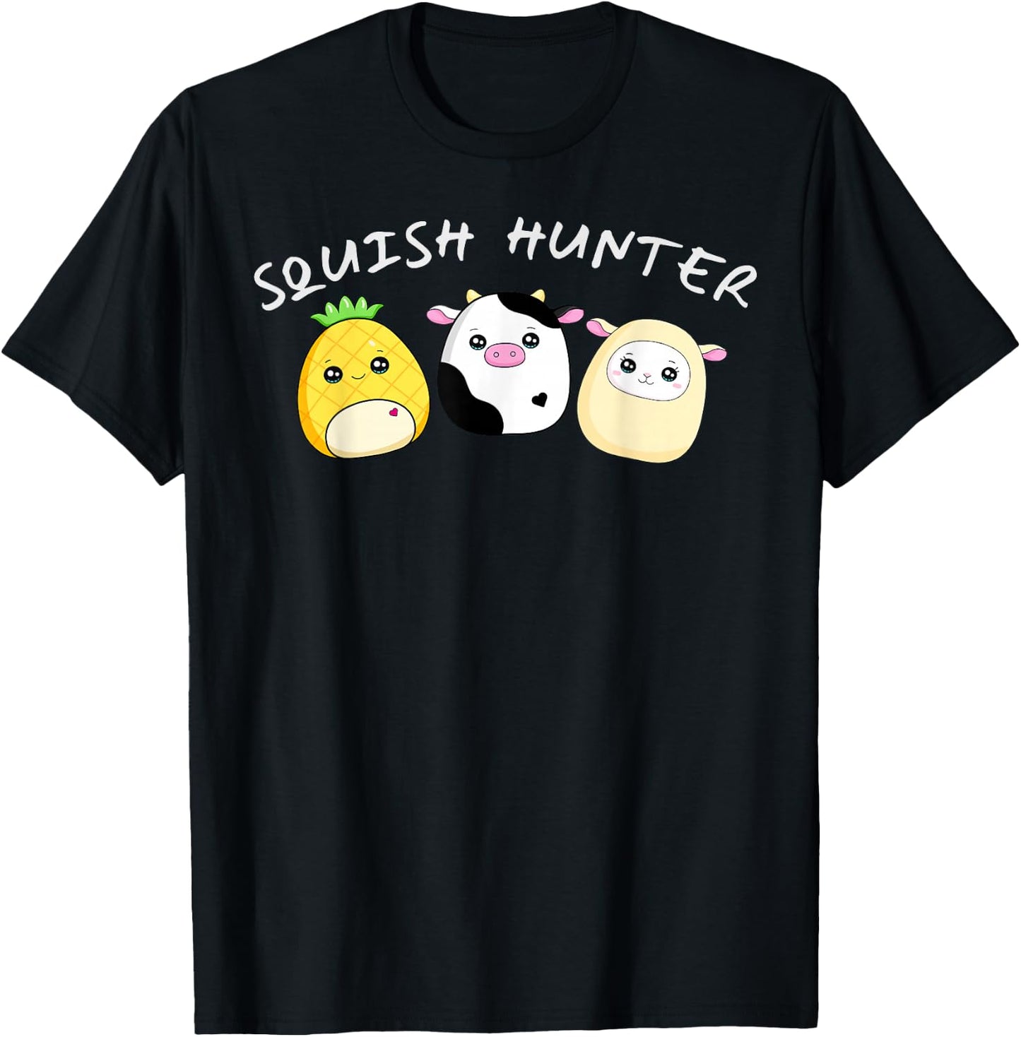Squish hunter cute animals pineapple cow lamb T-Shirt - T-Shirt | Black