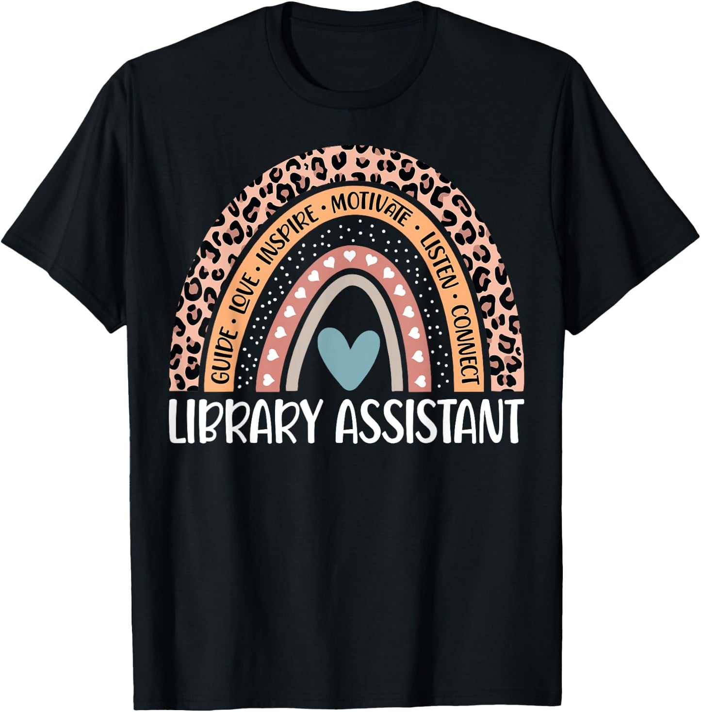 Library Assistant 100th Day Of School Librarian Rainbow T-Shirt - T-Shirt | Black
