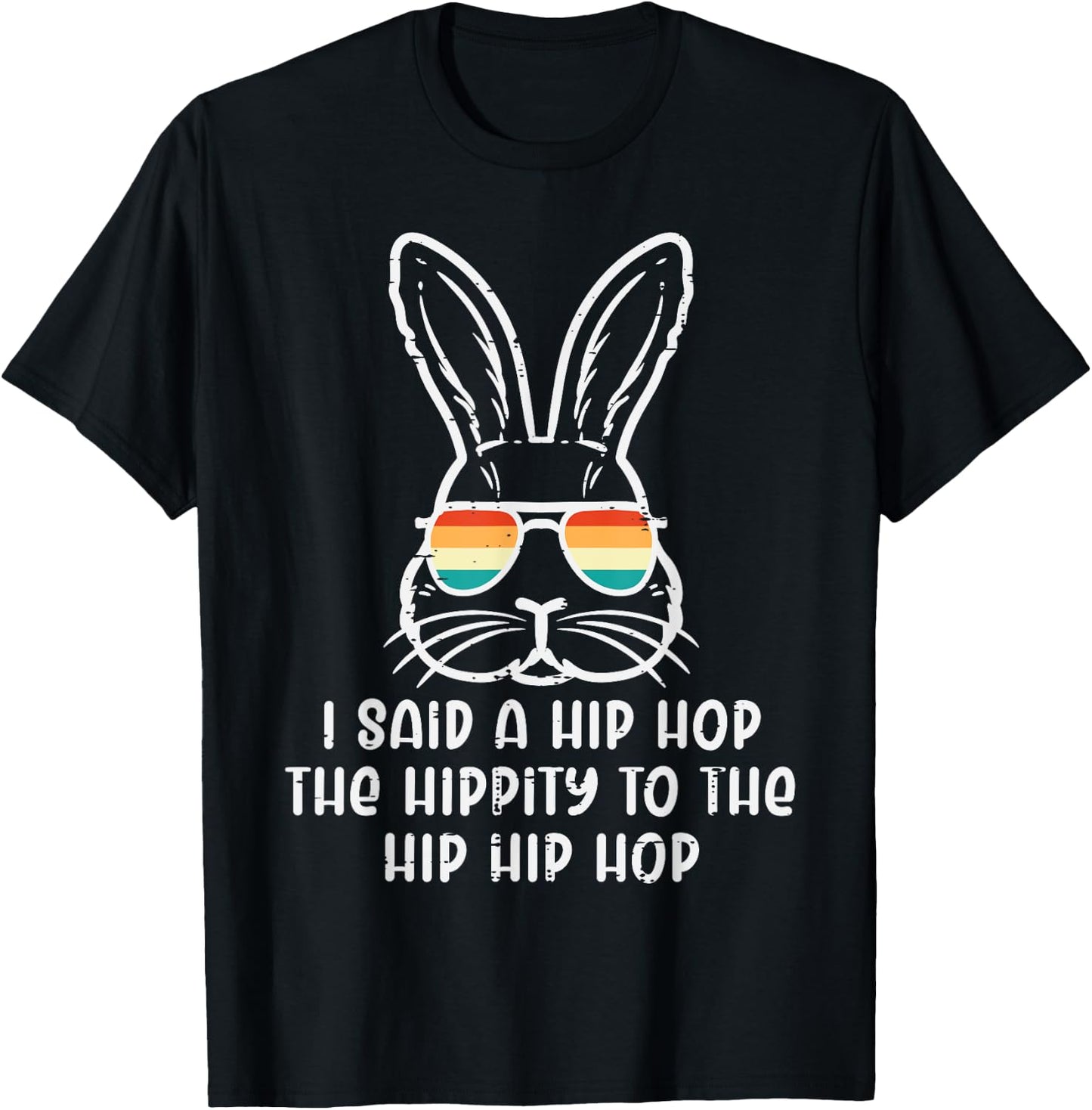 Easter Bunny Hip Hop Hippity Retro Men Boys Kids Teens Youth T-Shirt - T-Shirt | Black