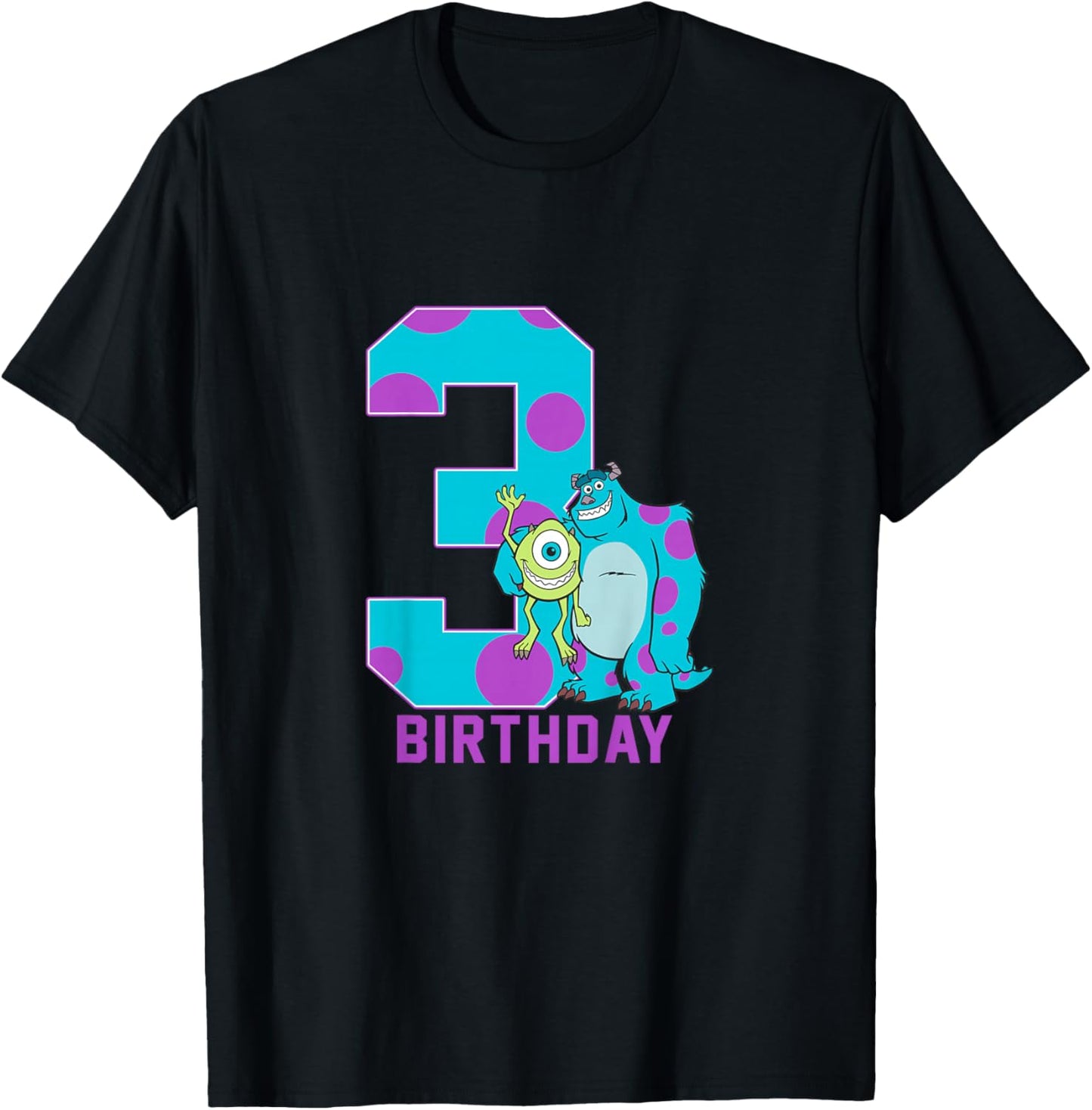 Kids Disney Pixar Monsters University Mike & Sully 3rd Birthday T-Shirt - T-Shirt | Black