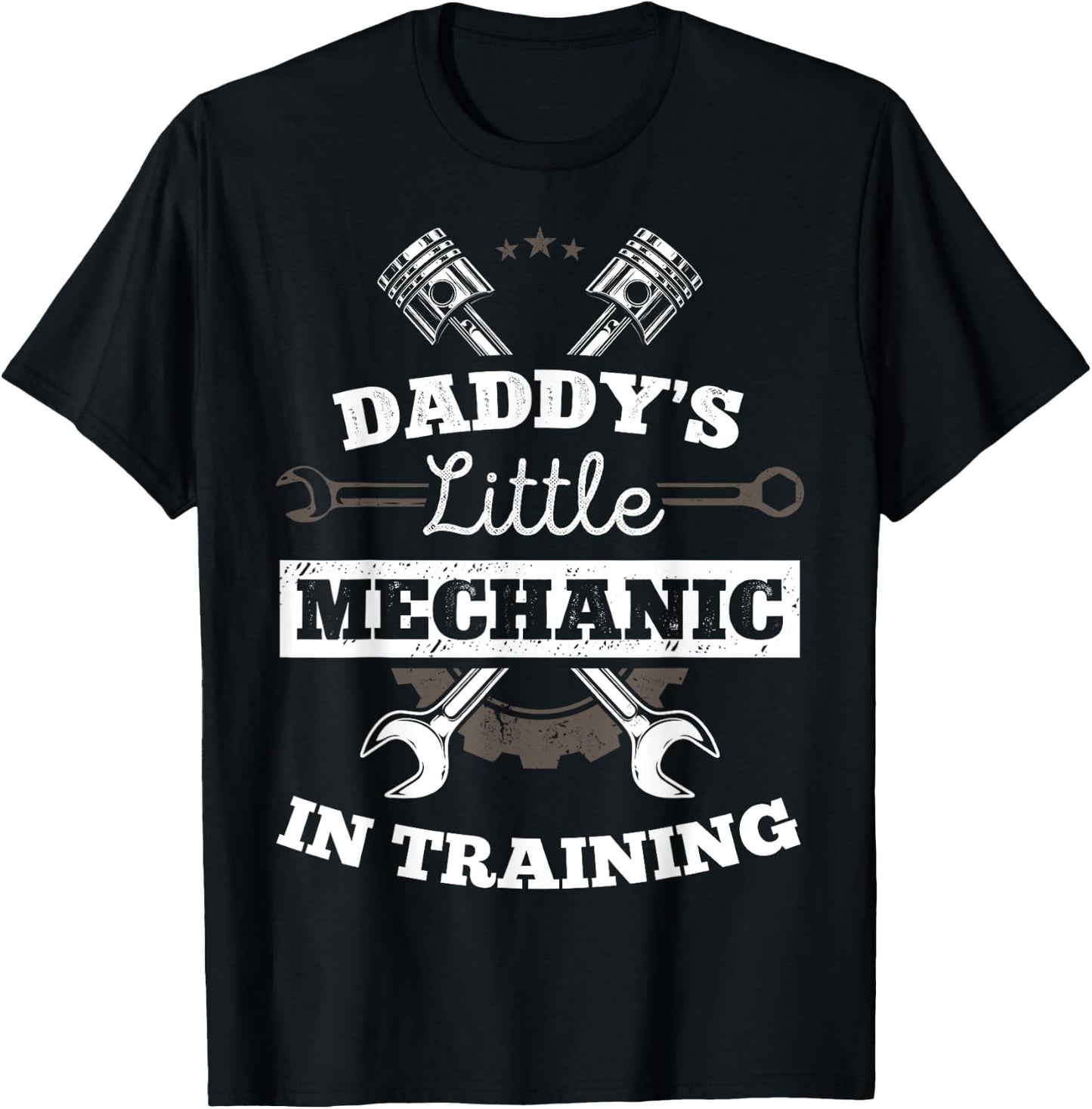Daddy's Little Mechanic In Training Auto Repairman Dad T-Shirt - T-Shirt | Black