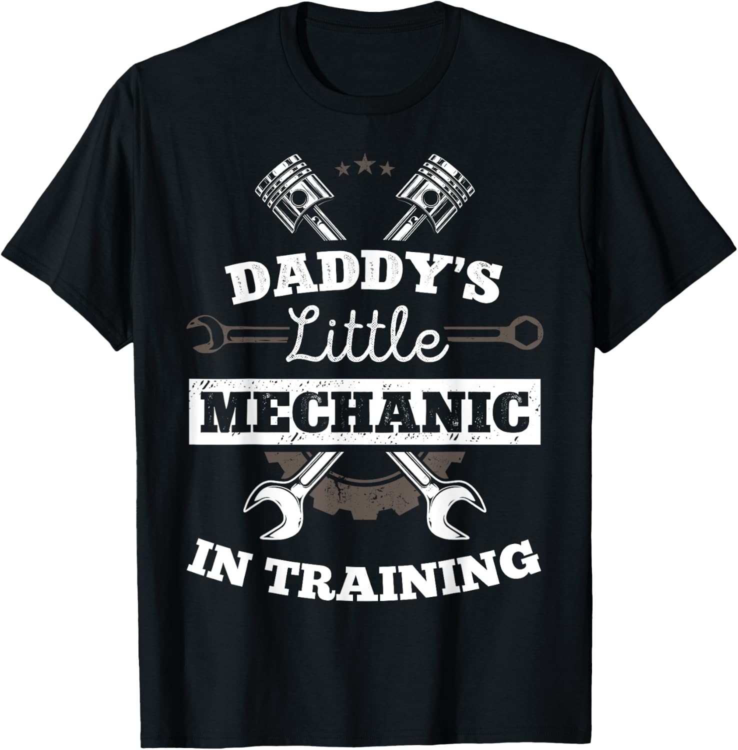 Daddy's Little Mechanic In Training Auto Repairman Dad T-Shirt - T-Shirt | Black