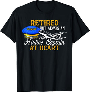 Retired Airline Captain Shirt Pilot Retirement Gift T-Shirt - T-Shirt | Black
