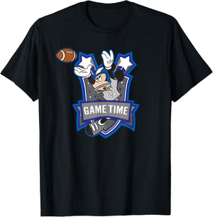 Disney Mickey Mouse #28 Game Time Football Catch Sports T-Shirt - T-Shirt | Black