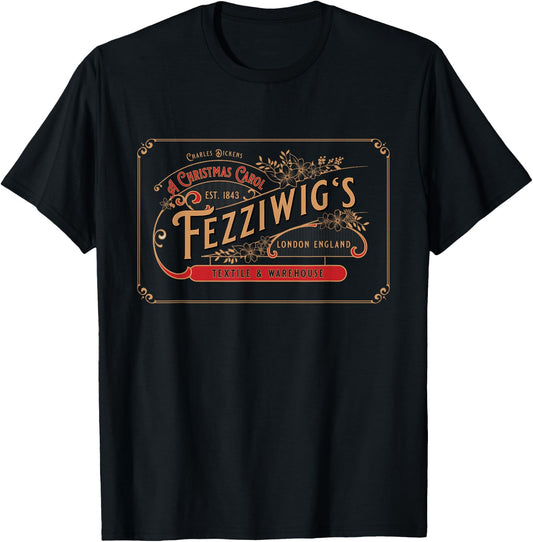 Charles Dickens, Christmas Carol, Fezzigg's, Scrooge & Marley, Holiday T-Shirt - T-Shirt | Black