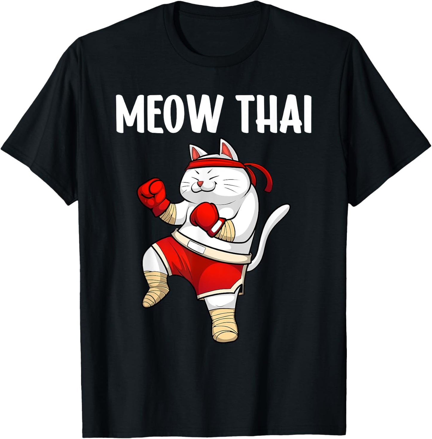 Funny Meow Thai Design Women Muay Thai Boxing Lovers T-Shirt - T-Shirt | Black