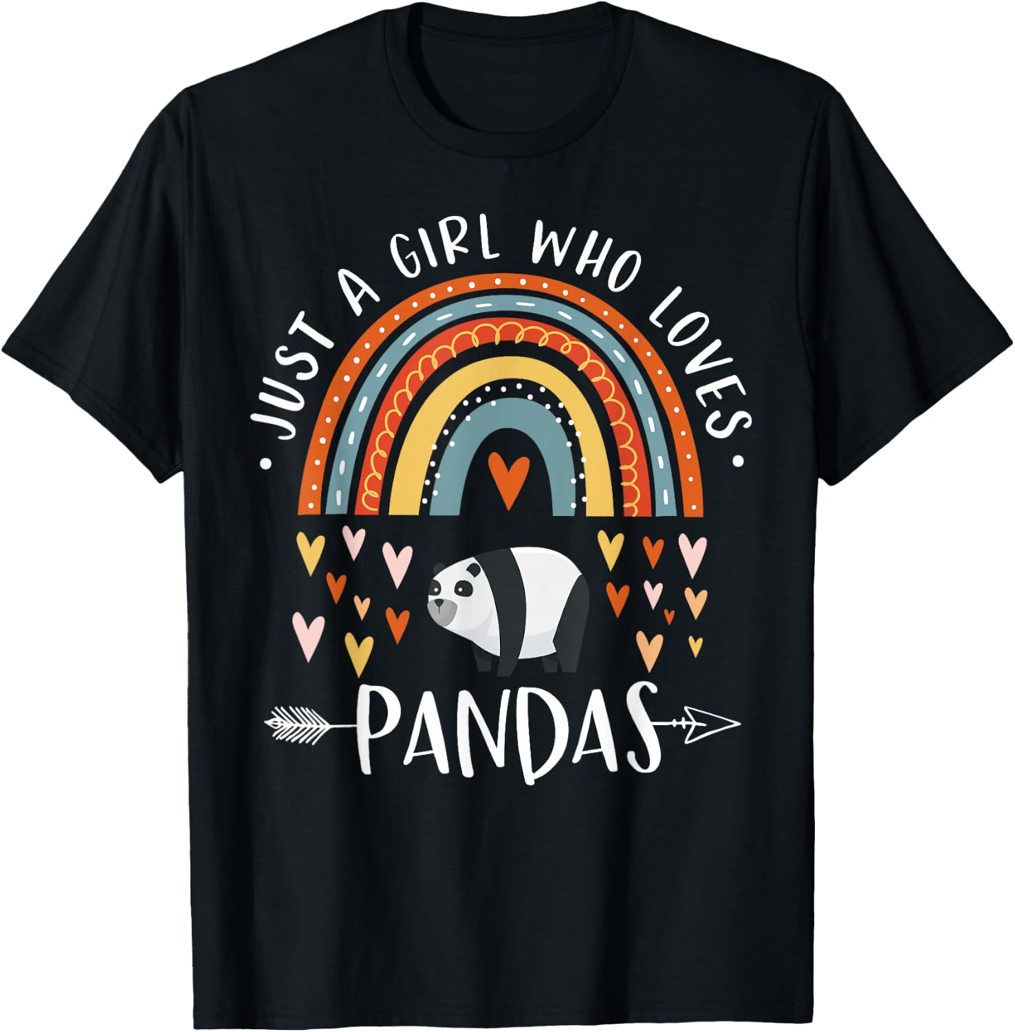 Just A Girl Who Loves Pandas Rainbow Gifts Panda Bear Lover T-Shirt - T-Shirt | Black
