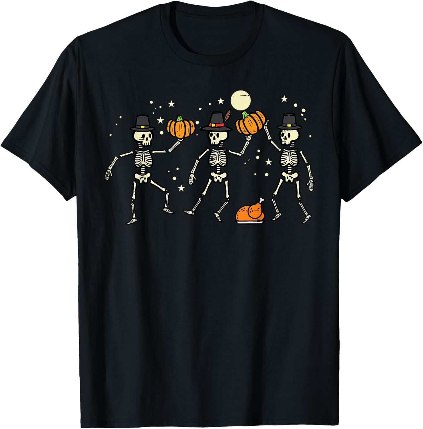 Thanksgiving Dancing Skeletons Fall Men Women Kids Toddler T-Shirt - T-Shirt | Black