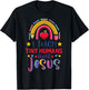 I Teach Tiny Humans About Jesus Christian Teacher Rainbow T-Shirt - T-Shirt | Black