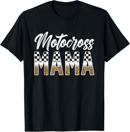 Motocross Mama Leopard Motocross Rider Mom Moto Mom T-Shirt - T-Shirt | Black