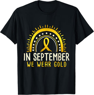 In September We Wear Gold Childhood Cancer Awareness T-Shirt - T-Shirt | Black
