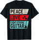 Peace Love Eight-String Guitar Musical Instrument Guitarists T-Shirt - T-Shirt | Black