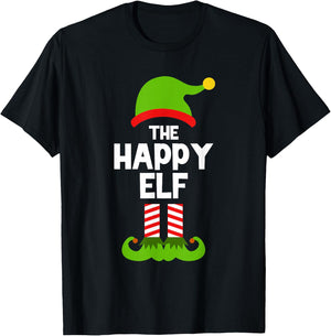 Funny The Happy Elf Christmas Family Party Pajama T-Shirt - T-Shirt | Black