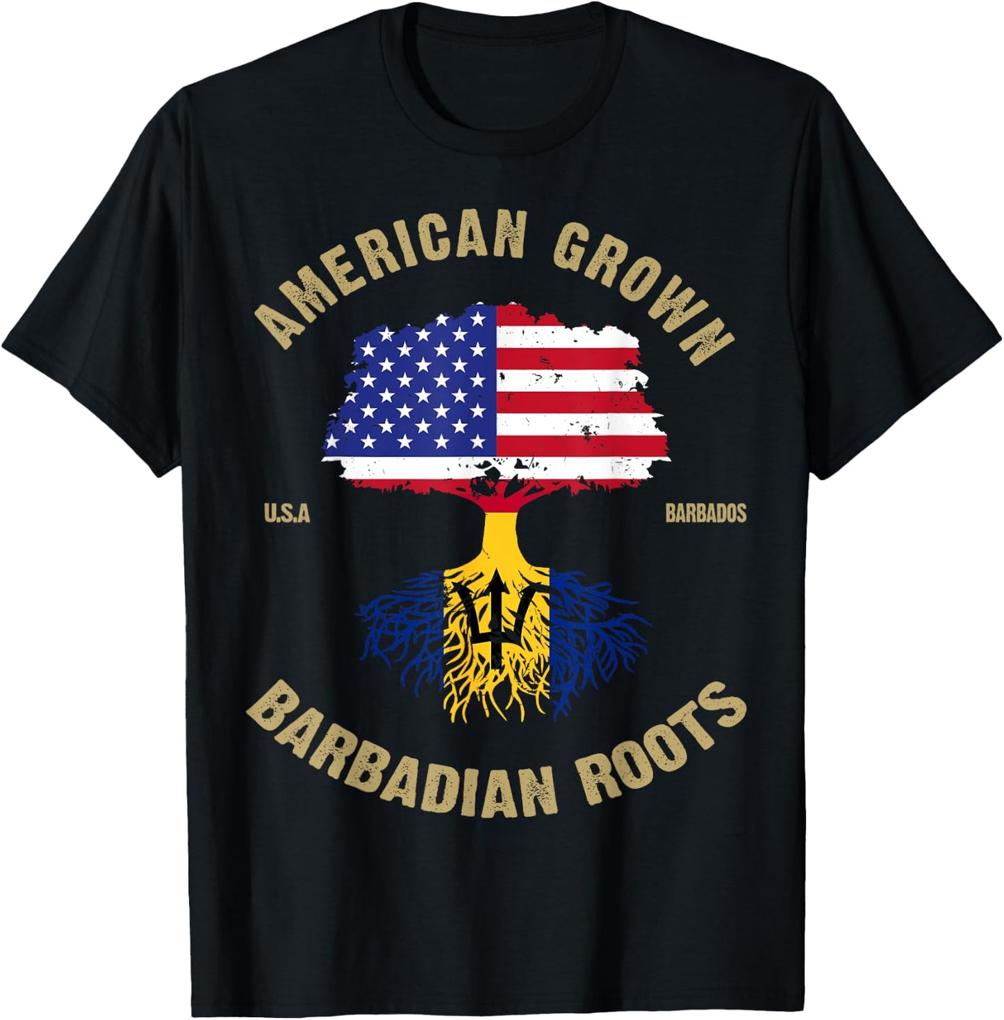 Barbados Bajan Barbadian Heritage Proud Half Barbadian Flag T-Shirt - T-Shirt | Black