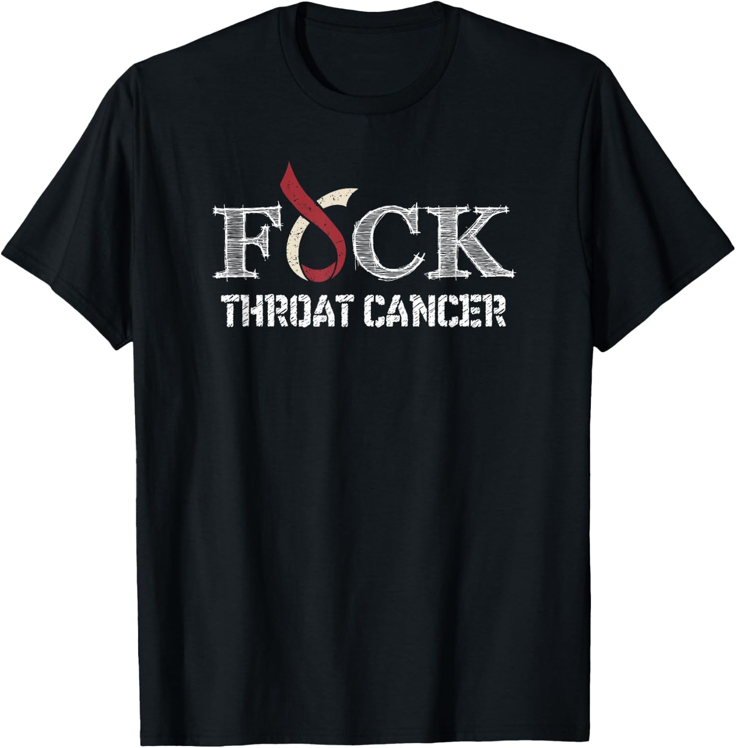 F+ck- Throat Cancer Awareness Supporter Ribbon T-Shirt - T-Shirt | Black