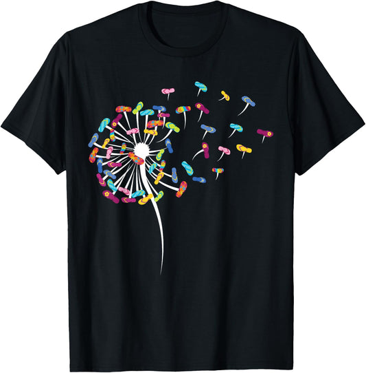 Dandelion Flip Flops Surfing Stuff for Beach T-Shirt - T-Shirt | Black