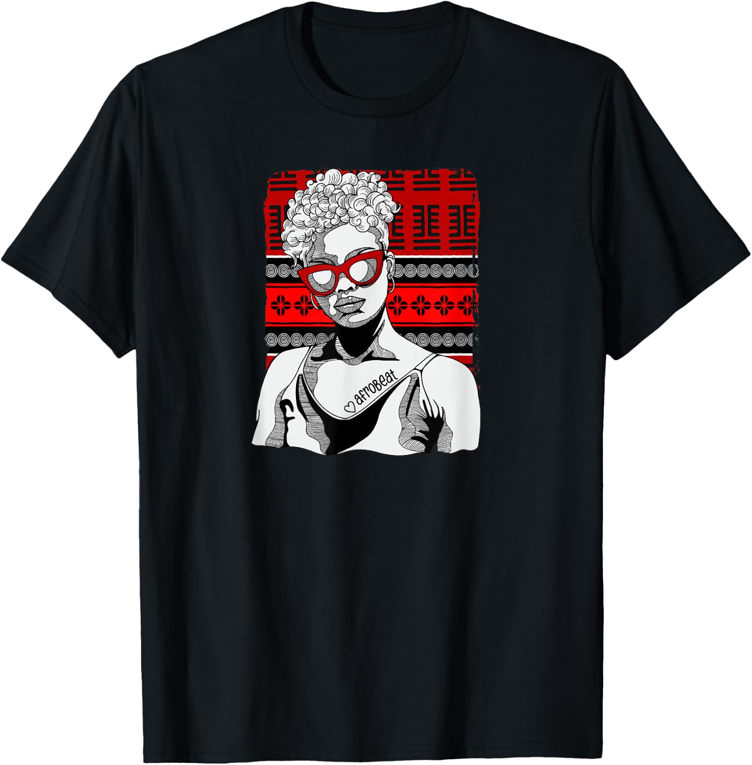 Woman with Afrobeat Tattoo T-Shirt - T-Shirt | Black