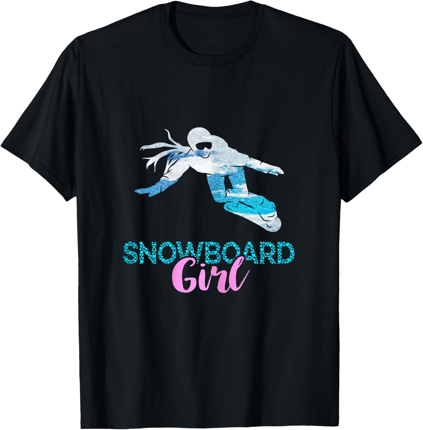 Winter Sport Snowboard Girl Heart Snowboard Snowboarding T-Shirt - T-Shirt | Black