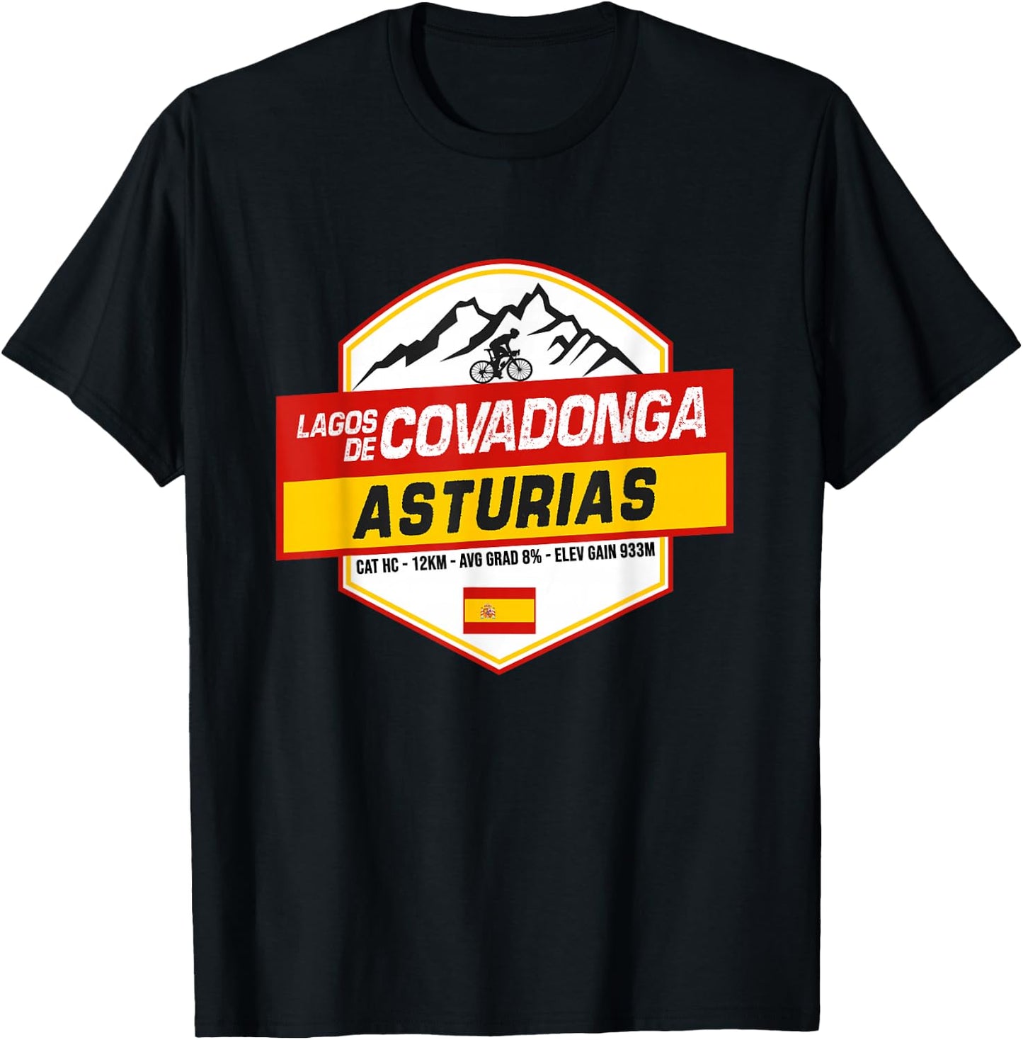 Lagos de Covadonga Cyclist Catalonia Spain Cycling Holiday T-Shirt - T-Shirt | Black