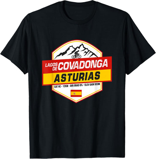 Lagos de Covadonga Cyclist Catalonia Spain Cycling Holiday T-Shirt - T-Shirt | Black