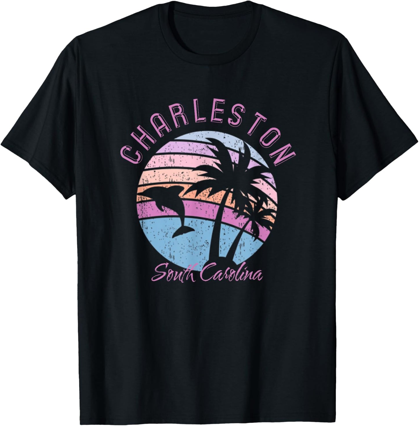 Charleston Dolphin South Carolina Deep Sea Fish SC Souvenir T-Shirt - T-Shirt | Black