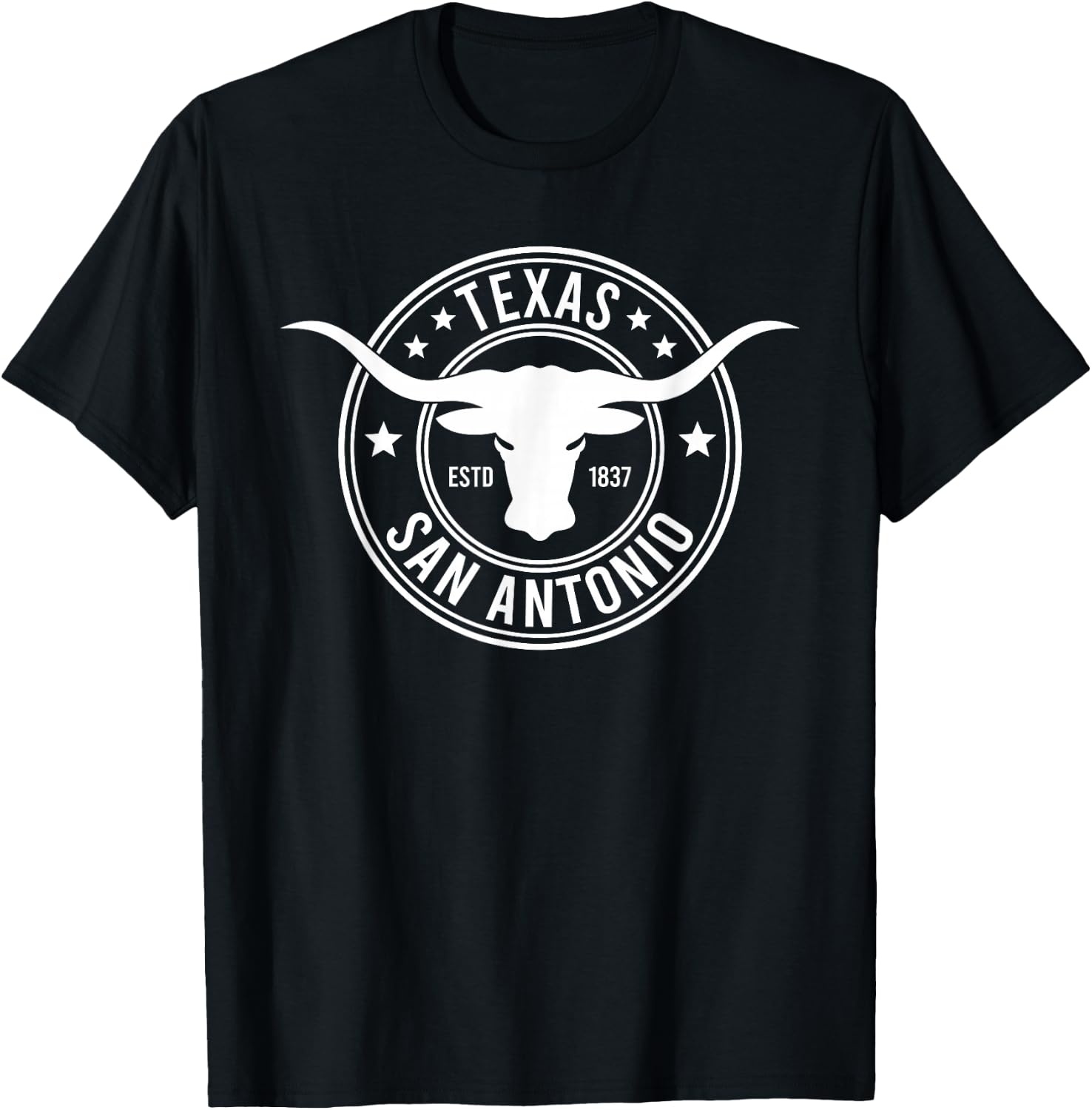 San Antonio Texas Black Heart , -Adults, Small, Short Sleeve T-Shirt - T-Shirt | Black