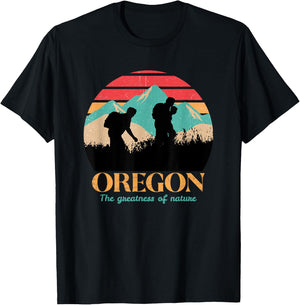 Oregon Hiking Mountains - Retro Aesthetic Design - Classic T-Shirt - T-Shirt | Black