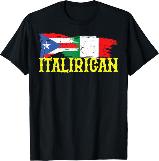 Italian Puerto Rican ItaliRican Italy Flag Puerto Rico Flag T-Shirt - T-Shirt | Black