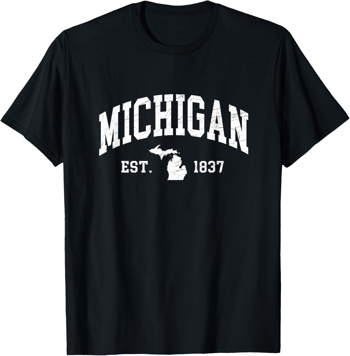 Michigan - Est. 1837 - Distressed/Worn Design - Classic T-Shirt - T-Shirt | Black