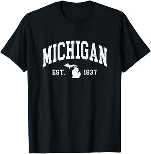 Michigan - Est. 1837 - Distressed/Worn Design - Classic T-Shirt - T-Shirt | Black