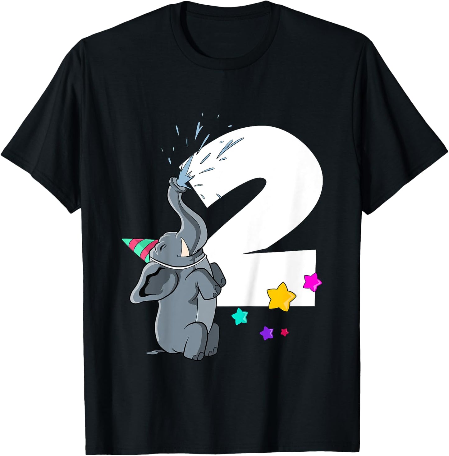 Elephant 2nd birthday 2 years old T-Shirt - T-Shirt | Black