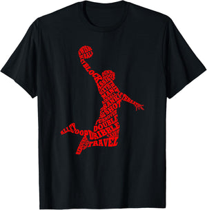 Basketball Player Typography Word Art T-Shirt - T-Shirt | Black