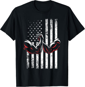 USA Flag Arm Wrestling Table Patriotic Armwrestling Machine T-Shirt - T-Shirt | Black