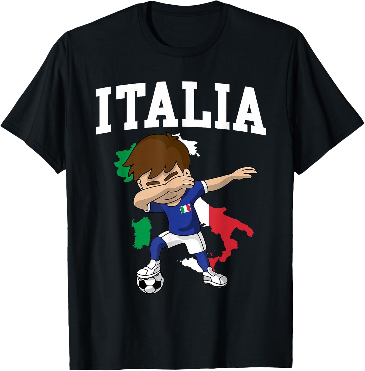 Italia Soccer Boy Italian Italy Flag Map Sports Team Coach T-Shirt - T-Shirt | Black