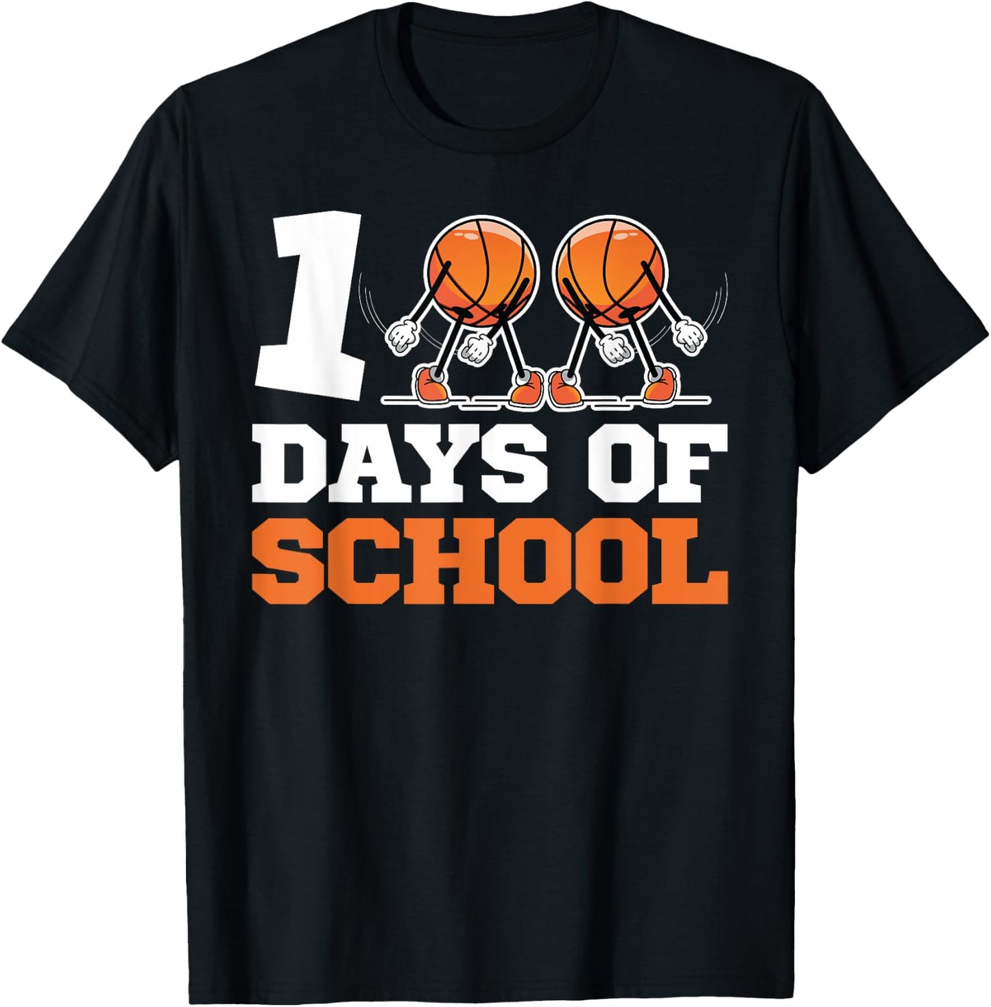 100th Day of School Basketball Kids 100 Days Of School T-Shirt - T-Shirt | Black