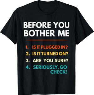 It Support Checklist Funny Office Computer Helpdesk Tech Guy T-Shirt - T-Shirt | Black