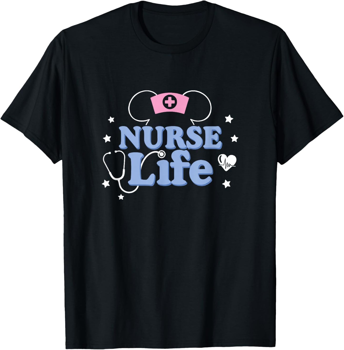Disney Mickey and Friends Nurse Life Heart & Mickey Ears T-Shirt - T-Shirt | Black