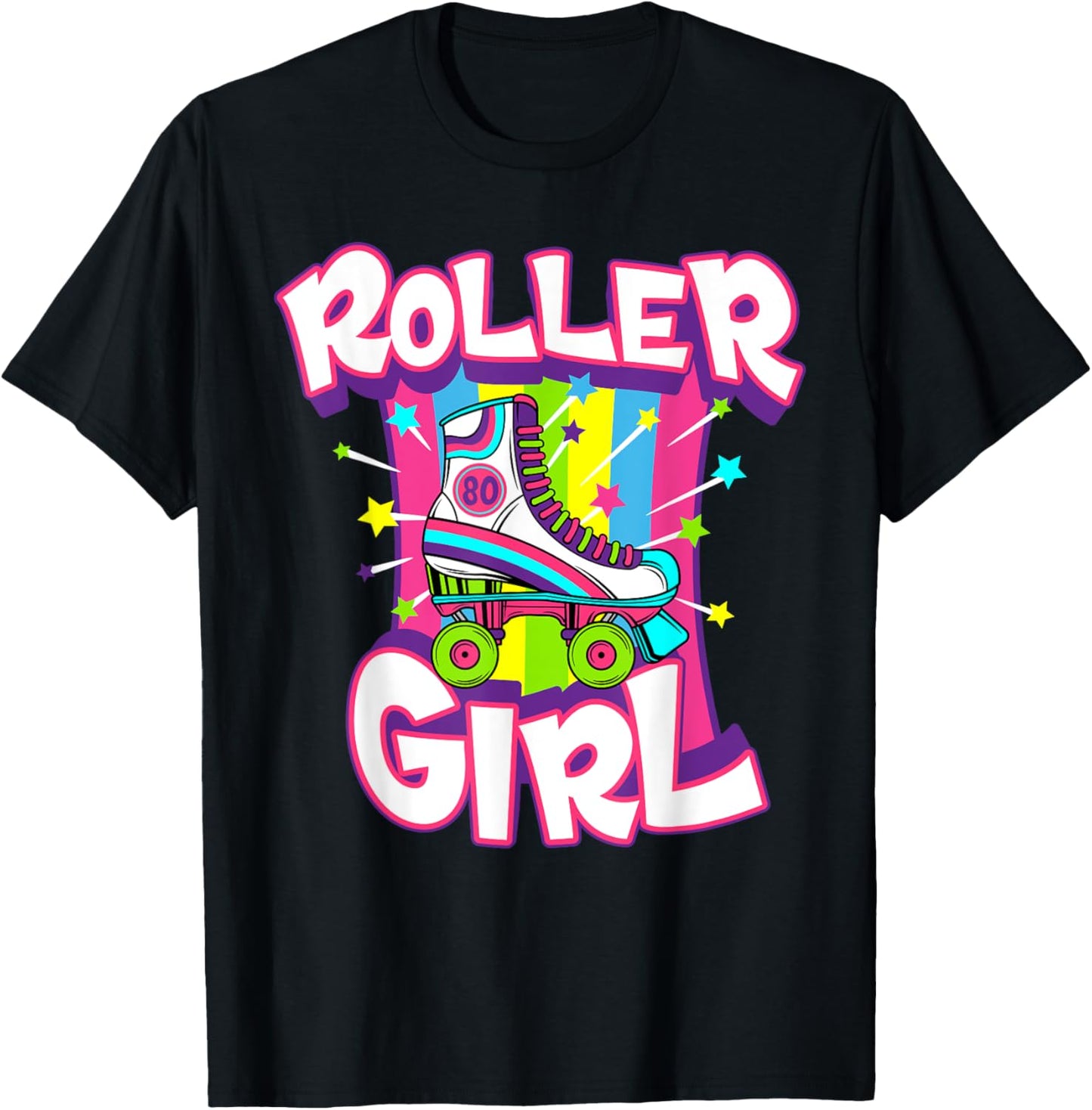 Roller Girl Funny 70s Vintage Roller Skate Seventies Costume T-Shirt - T-Shirt | Black