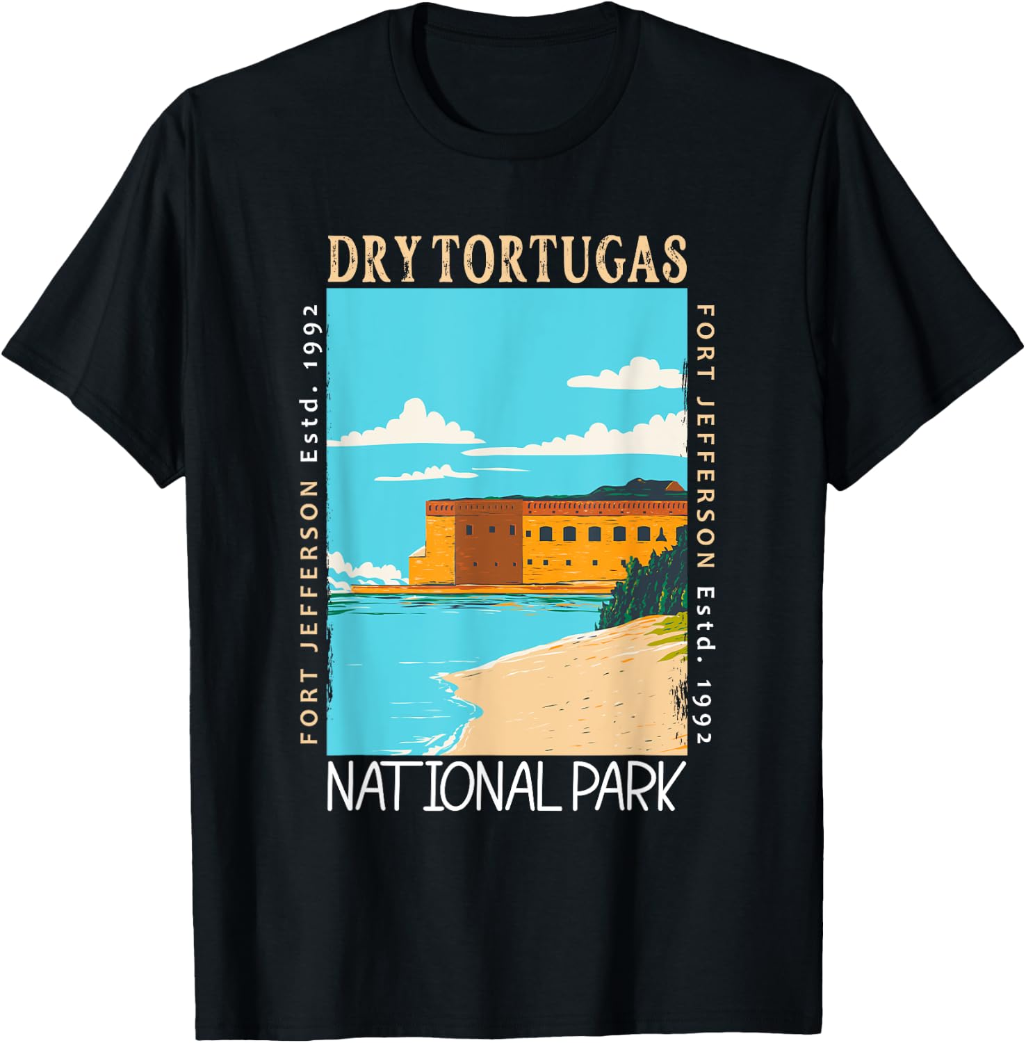 Dry Tortugas National Park Florida Distressed Vintage T-Shirt - T-Shirt | Black