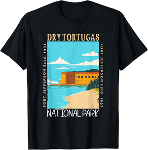 Dry Tortugas National Park Florida Distressed Vintage T-Shirt - T-Shirt | Black