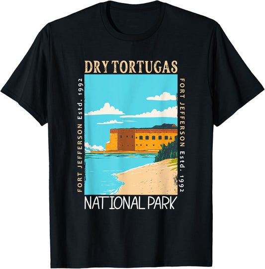 Dry Tortugas National Park Florida Distressed Vintage T-Shirt - T-Shirt | Black