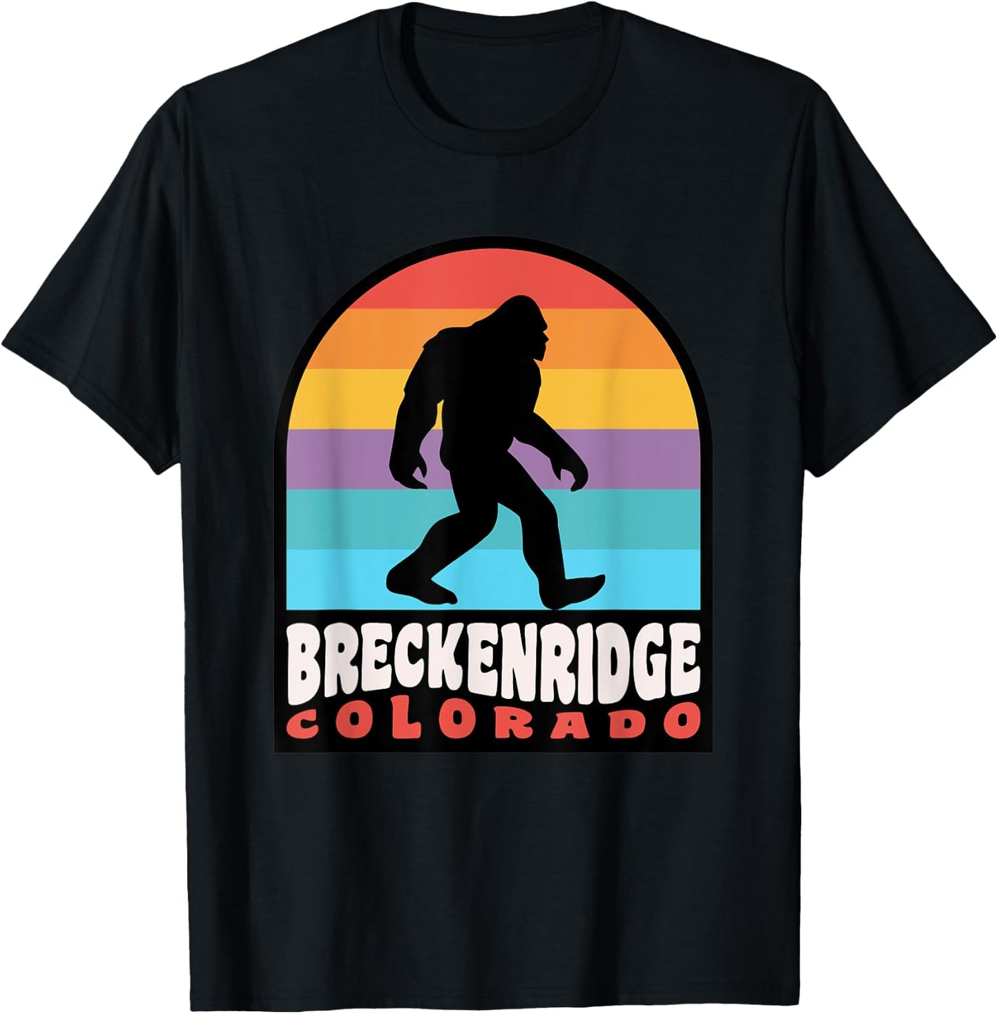 Breckenridge Colorado Bigfoot Sasquatch Retro Sunset T-Shirt - T-Shirt | Black