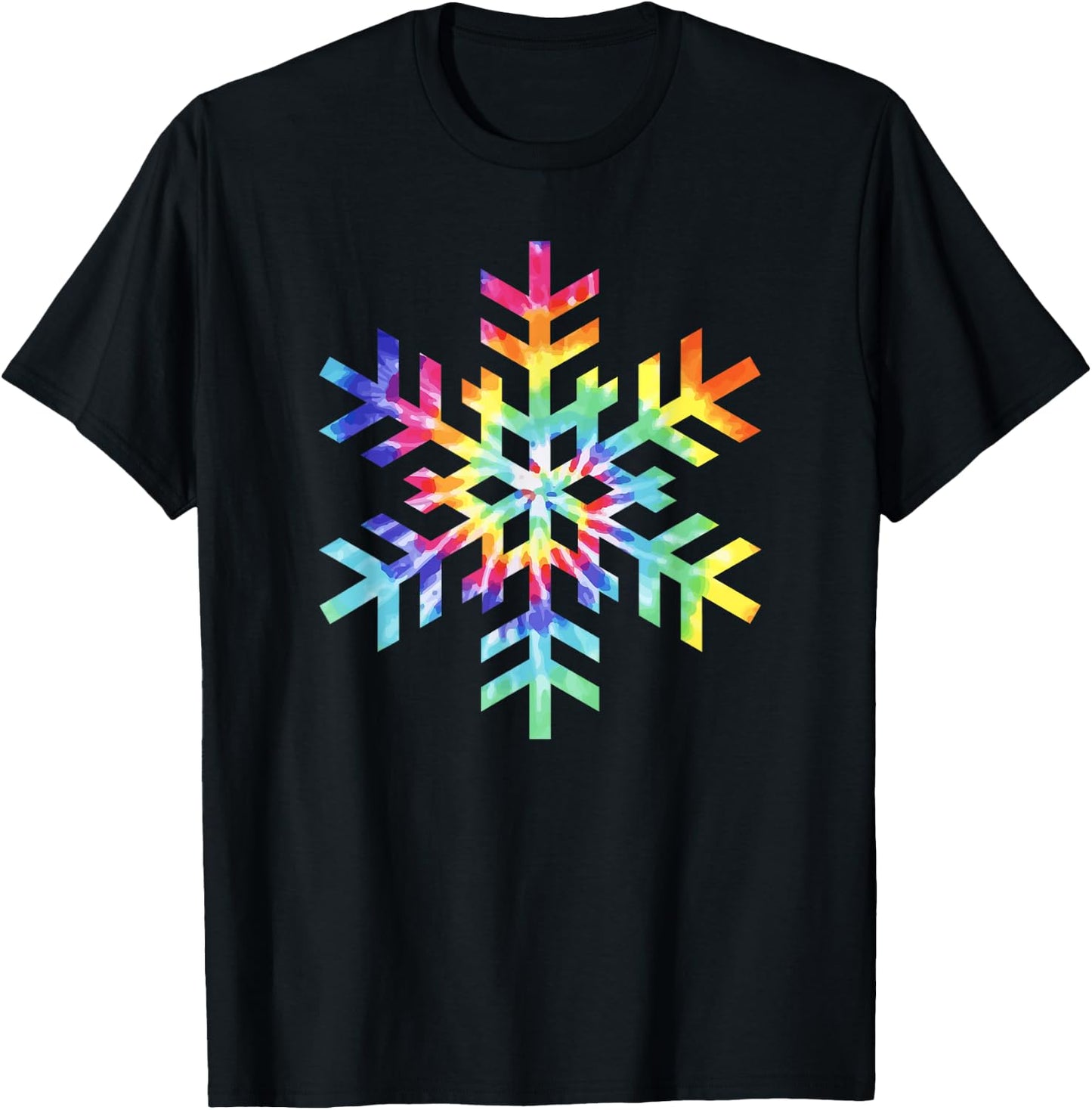 Tie Dye Snowflake Winter Christmas T-Shirt - T-Shirt | Black