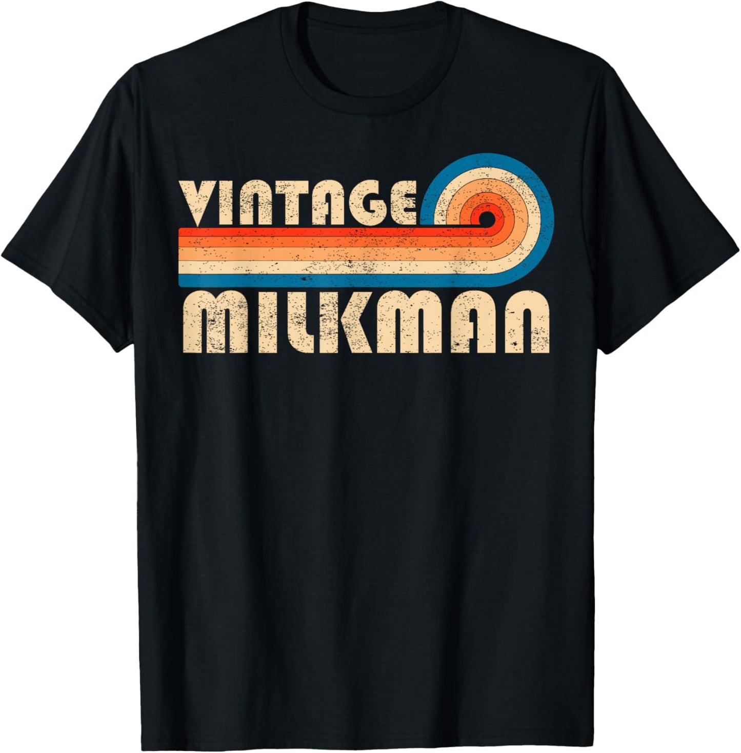 Vintage Milkman Retro 70s 80s Sunset Stripe T-Shirt - T-Shirt | Black