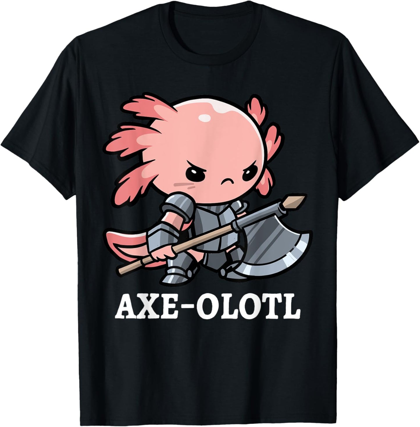 Axe-olotl Warrior Axolotl Mexican Salamander Axe Fighter T-Shirt - T-Shirt | Black