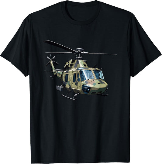 UH-1 Huey Retro Helicopter Vintage Sunset Vietnam Chopper T-Shirt - T-Shirt | Black