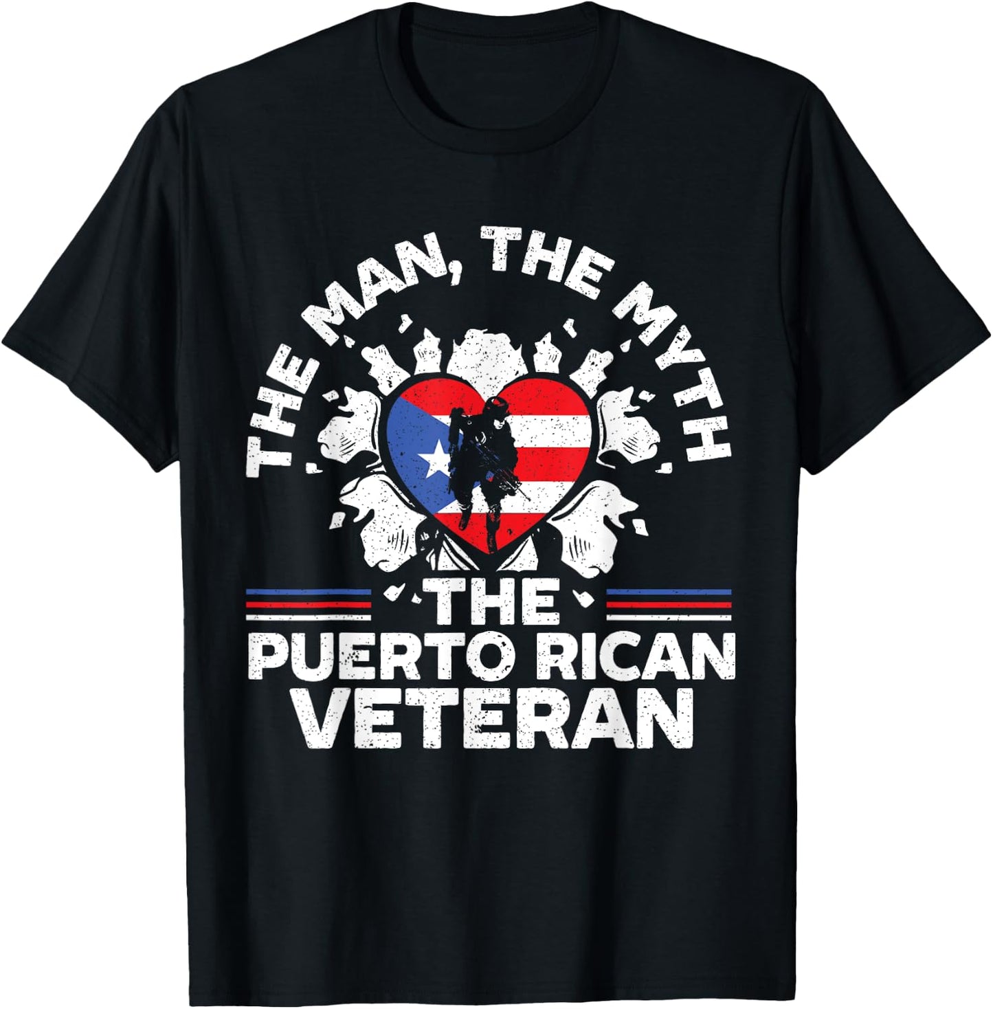 The Man The Myth The Puerto Rican Veteran Military Army T-Shirt - T-Shirt | Black