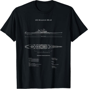 USS Wisconsin BB-64 T-Shirt - T-Shirt | Black