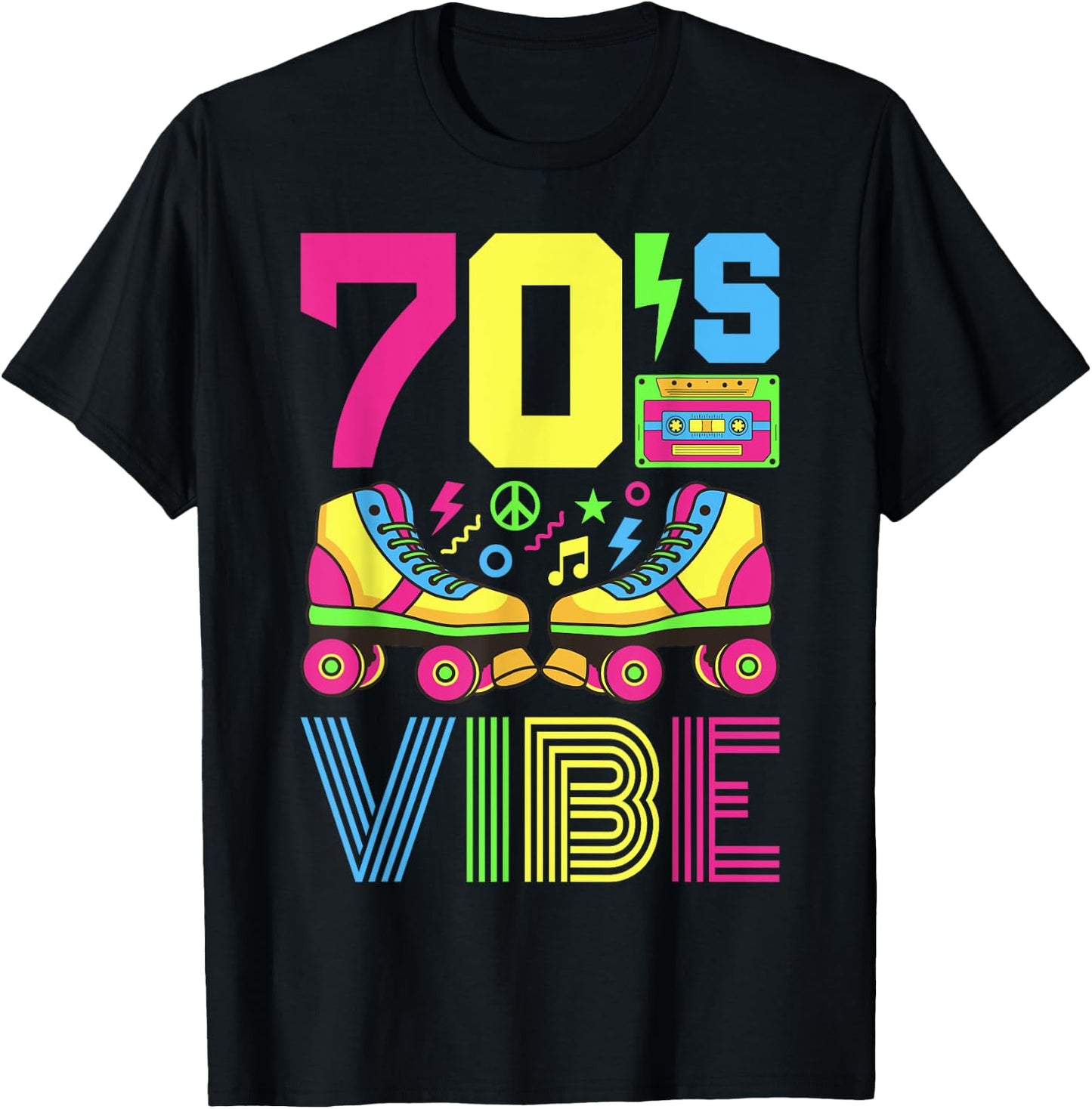 70s Vibe 1970s Fashion Theme Party Outfit Seventies Costume T-Shirt - T-Shirt | Black