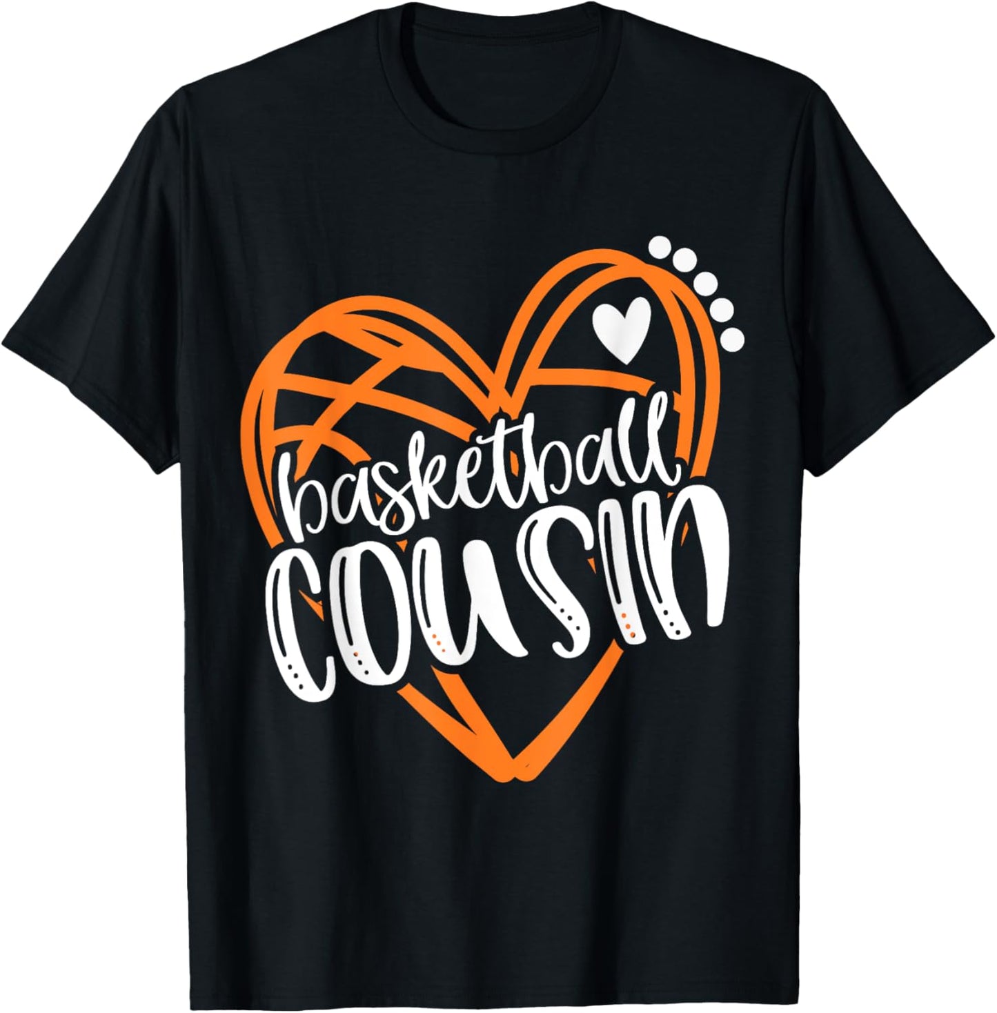 Girls Basketball COUSIN Heart Distressed T-Shirt - T-Shirt | Black